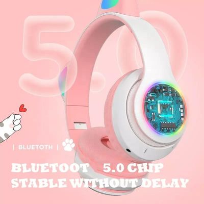 Черные наушники кота Bluetooth, складные беспроводные наушники Bluetooth