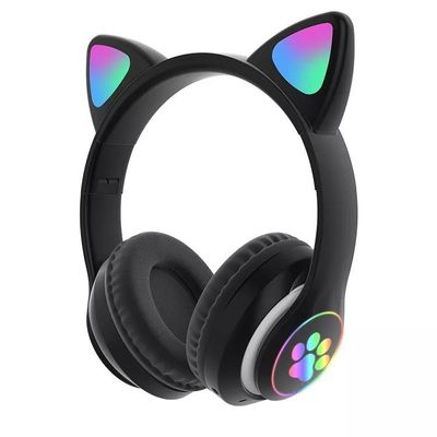Черные наушники кота Bluetooth, складные беспроводные наушники Bluetooth