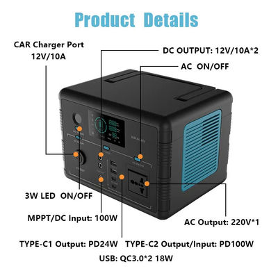станция солнечной энергии 500W Lifepo4, портативные сертификаты FCC CE ROHS электростанции 518wh
